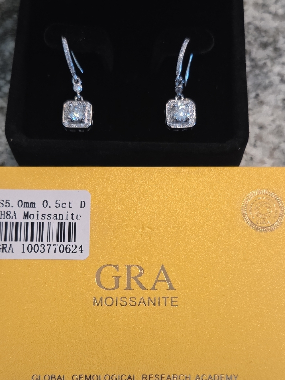 GRA 925 White/Silver Halo Drop Earrings